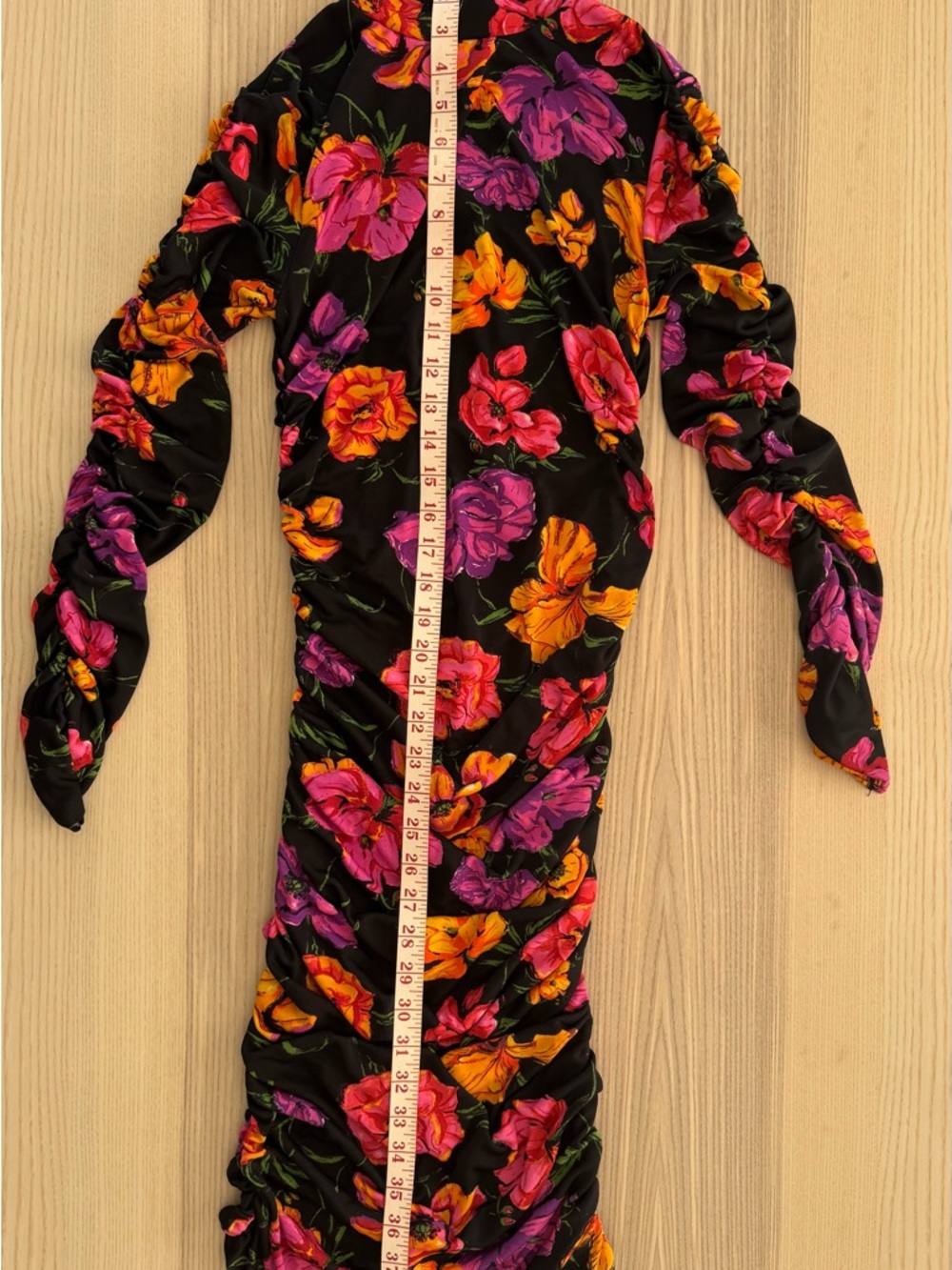 Zara Black Maxi Dress with Pink, Purple & Orange Floral Print